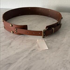 NWT Gap Brown Leather Belt with Brass Studs
